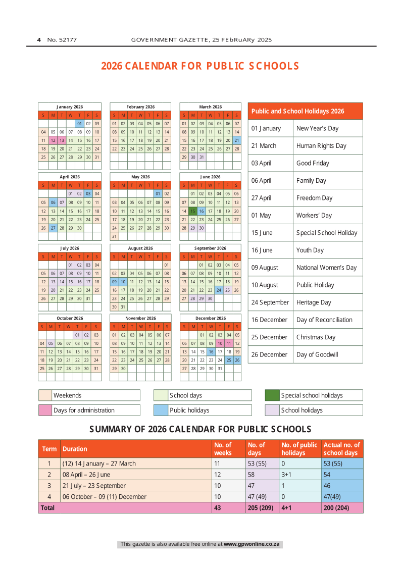 School Calendar 2026